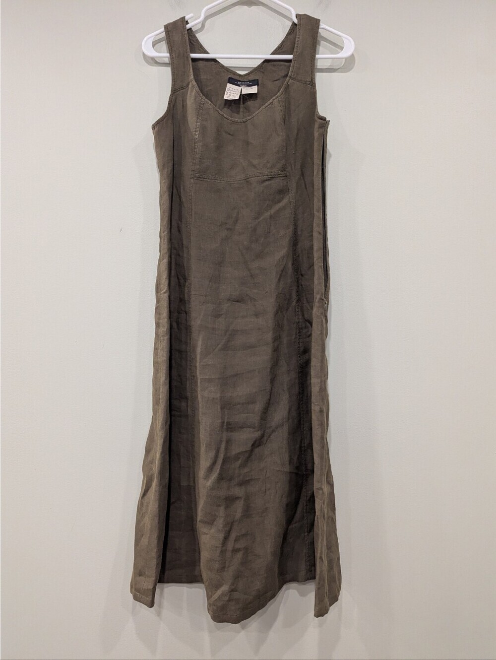 MaxMara Weekend 100% Linen Lagenlook Brown Green Dress Size 8